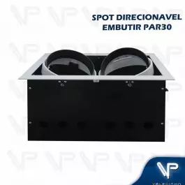 SPOT EMBUTIR RETANGULAR PARA 2 LAMPADAS PAR30 E27 DIRECIONAVEL PT