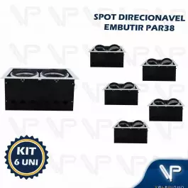 SPOT EMBUTIR RETANGULAR PARA  2 LAMPADAS PAR38 E27 DIRECIONAVEL PT KIT6