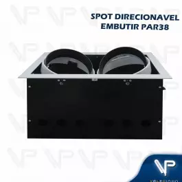SPOT EMBUTIR RETANGULAR PARA  2 LAMPADAS PAR38 E27 DIRECIONAVEL PT