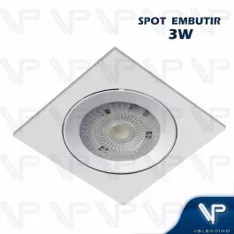 SPOT LED EMBUTIR    3W 3000K(BRANCO QUENTE)BIVOLT QUADRADO
