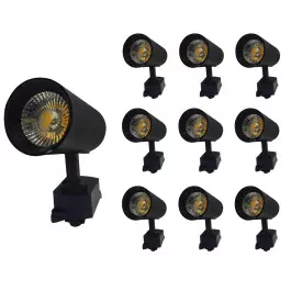 SPOT LED PARA TRILHO ELETRIFICADO 20W 24G 3000K(BRANCO QUENTE)BIVOLT PRETO KIT10