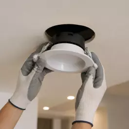 SPOT LED RECUADO DOWNLIGHT REDONDO 7W 3000K (BRANCO QUENTE)BIVOLT