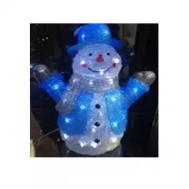 BONECO DE NEVE DE ACRÍLICO AZUL LED 8 FUNÇÕES 127V 29x 35cm