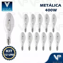 LÂMPADA VAPOR METÁLICO OVOIDE 400W 4000K(BRANCO NEUTRO)E40 HPI-E KIT12