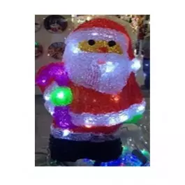 PAPAI NOEL EM ACRÍLICO COM 40 LEDS 8 FUNÇÕES 127V 18 x 30cm