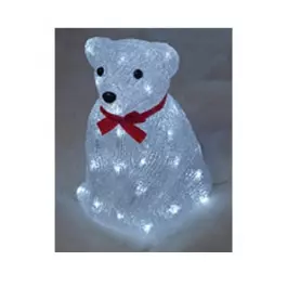 URSO EM ACRÍLICO (SENTADO) LED BRANCA 8 FUNÇÕES 220V 18x28cm
