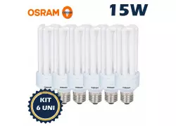 LÂMPADA COMPACTA 3U OSRAM 15W 220V 2700K(BRANCO QUENTE)E27 DULUXSTAR KIT6