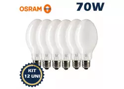 LÂMPADA VAPOR SÓDIO OVOIDE OSRAM 70W 2000K(BRANCO QUENTE)E27 SIL NAV/SON-E KIT12
