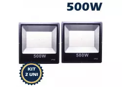 REFLETOR HOLOFOTE LED SMD  500W 6500K(BRANCO FRIO)BIVOLT IP66 ECO KIT2