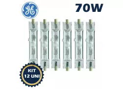LÂMPADA VAPOR METÁLICO DUPLO CONTATO GE 70W 4200K(BRANCO NEUTRO)Rx7s KIT12