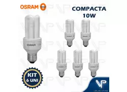 LÂMPADA COMPACTA 3U OSRAM 10W 127V 6500K(BRANCO FRIO)E27 DULUXSTAR KIT6